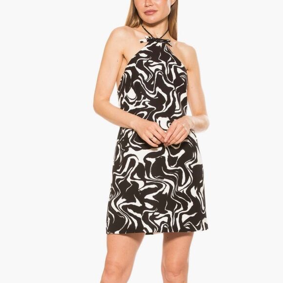 NWT Alexia Admor alter shift black and White abstract mini dress Size 6 - Picture 3 of 16